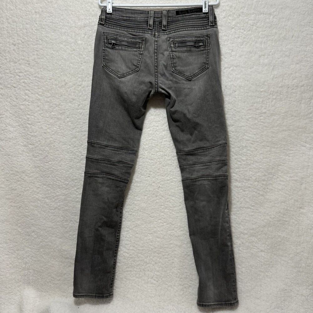 Y2K VTG Rock Revival Women's Skinny Moto Jeans in Gray Wash - Picture 2 of 16